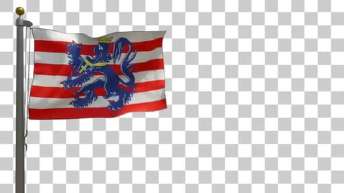 Flagge der Stadt Brügge (Belgien) auf Fahnenmast mit Alphakanal - 4K