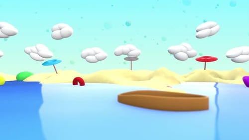 Cartoon Summer Beach Background Loop