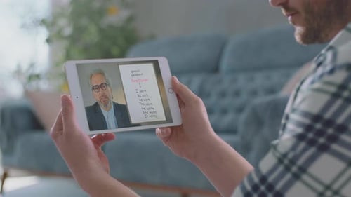 College Man learning from home