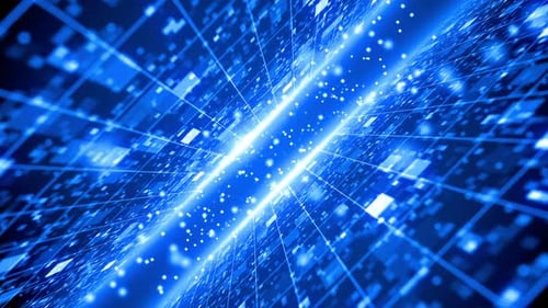 Futuristic Blue Digital Grid Network Loop Background
