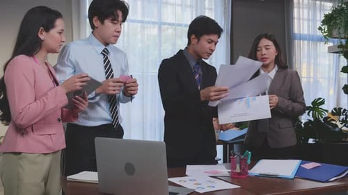 Manager or executive angry employee with working mistake and failure at office.