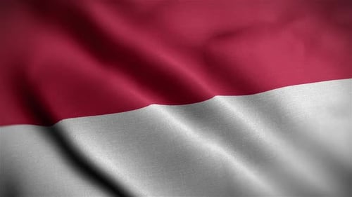 Realistic Waving Flag with Red and White Horizontal Stripes