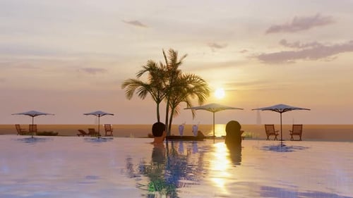 Young Couple Relaxing In Resort Swimming Pool
