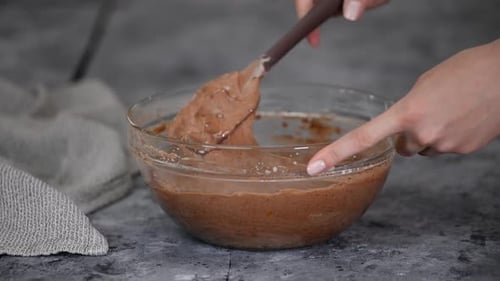 Mixing Delicious Batter in Clear Bowl