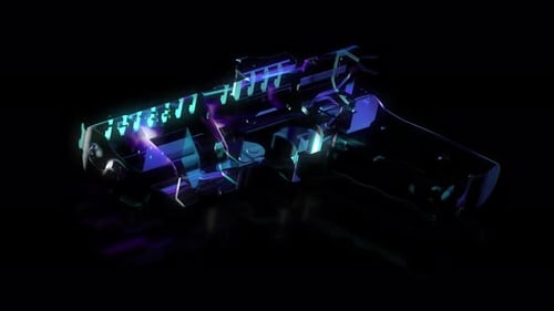 Futuristic Neon Digital Pistol Scan Animation