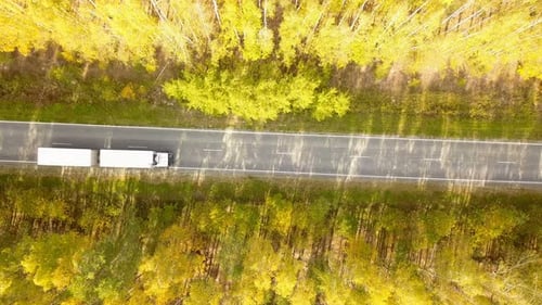 Aerial View of Truck Driving on Countryside Road