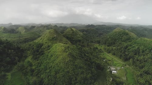 Asia Green Hill Aerial View: Greenery Grass Hilly Nobody Landscape in Legazpi, Philippines