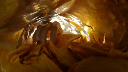 Grabbing a Potato Chip Inside the Bag