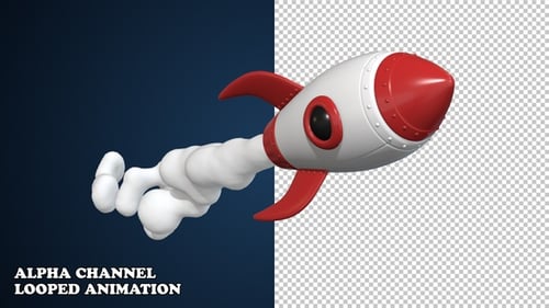 Cohete de dibujos animados volando 03