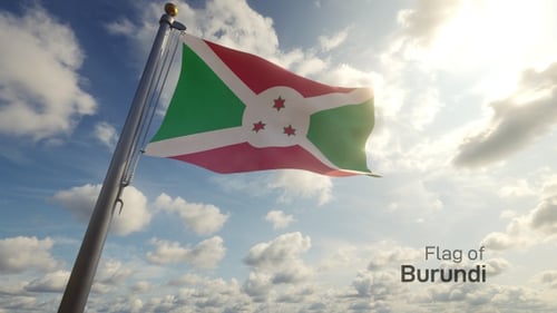 Burundi National Flag Waving Under a Sunny Blue Sky