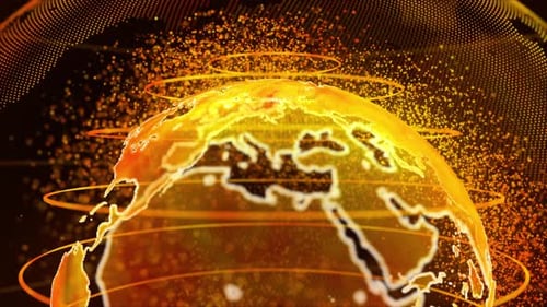 Futuristic Digital Earth Globe with Rotating Network Connections