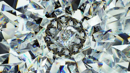 lazo sin fisuras giratorio macro de diamante o gema brillante. caleidoscopio