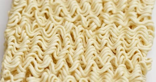 Close Up of Delicious Square Ramen Noodles