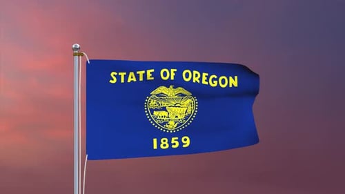Waving Flag of Oregon State with Realistic Animation