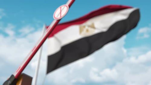 Animated Coronavirus Restricted Entry Barrier with Egypt Flag