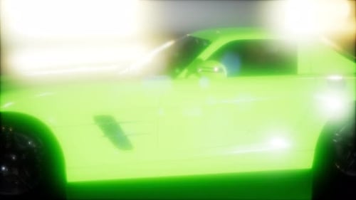 Futuristic Green Sports Car Glowing Cinematic Loop