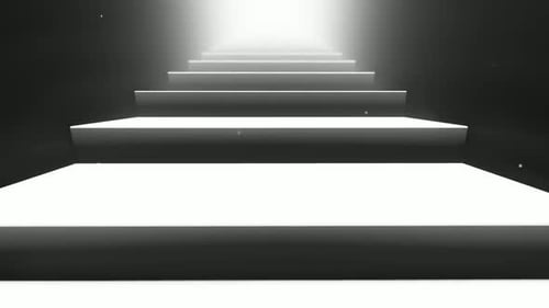 Minimalist White Staircase Ascent to Light Animation Background