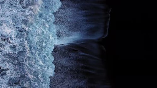 Reynisfjara Black Sand Beach Iceland Aerial View 4k