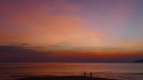 Sunset on the Tropical Beach, Krabi, Thailand,