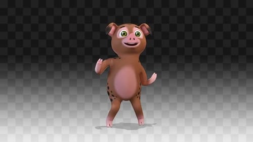 Happy Dancing Cartoon Pig Character Animation