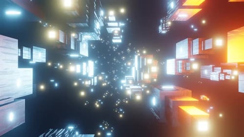 4K Futuristic Sci Fi Tunnel Flight Abstract Hyperspace Technology | Motion Background Loop