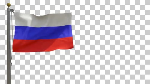 Realistic Russian Flag Waving on Transparent Background