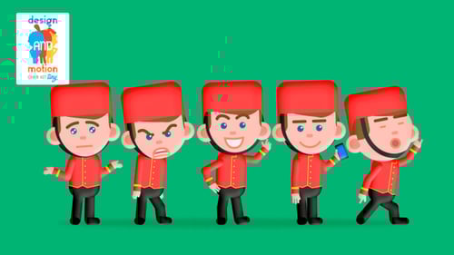 Cartoon Bellboy Character Animation Kit with Actions and Loops