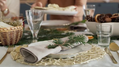 Festive Table Setting for a Holiday Meal