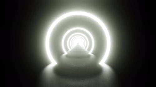 White Light Ring Tunnel Vj Loop Sci Fi Background 4K