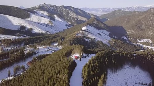 Wooded Mountains and Ski Resort