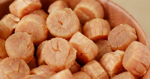 Close Up Shot of Dried Scallops in Bowl