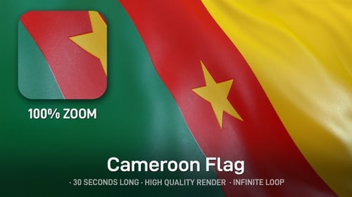 Cameroon National Flag Waving in Realistic Smooth Animation