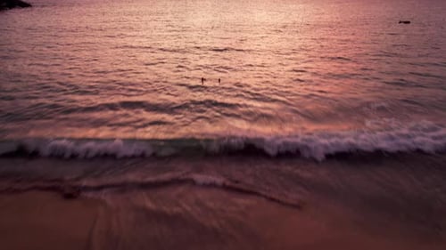 Orange Sunset with a View of the Sea and Island