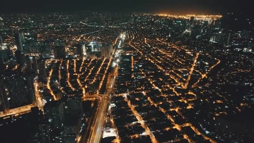 Aerial View of City Lights at Night
