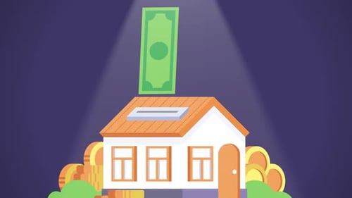 Money Saving in House Flat Design Animation