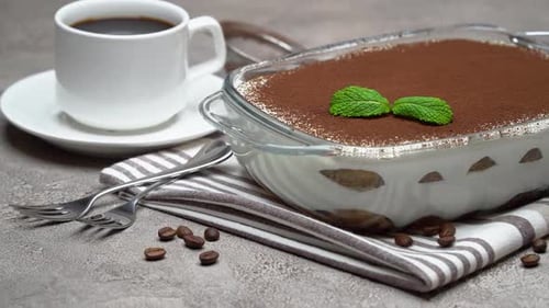 Tiramisu Dessert with Coffee and Silver Forks