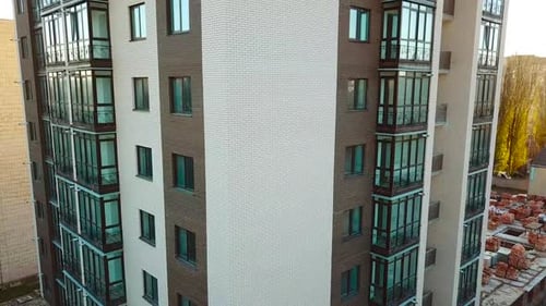 Building under construction. Aerial view of tall buildings under construction