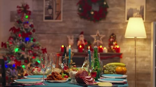 Festive Christmas Dinner Table in a Cozy Home