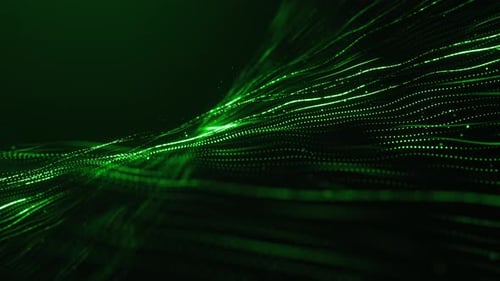 Green Abstract Digital Wave Particle Background