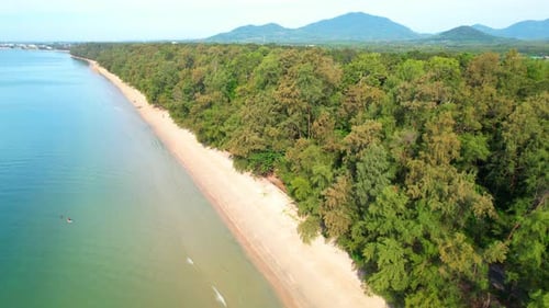 4K aerial view from a drone. coast with turquoise waters and beautiful beaches.