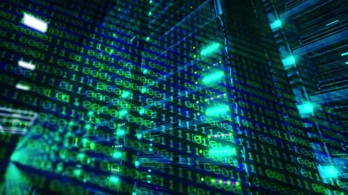 Futuristic Digital Binary Code Data Stream Background Loop