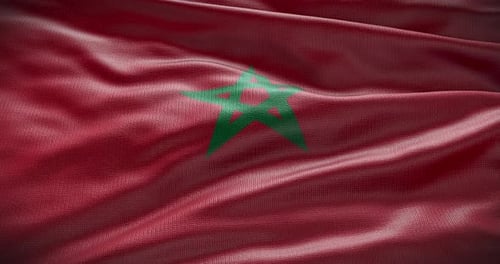 Morocco National Flag with Realistic Waving Fabric Loop
