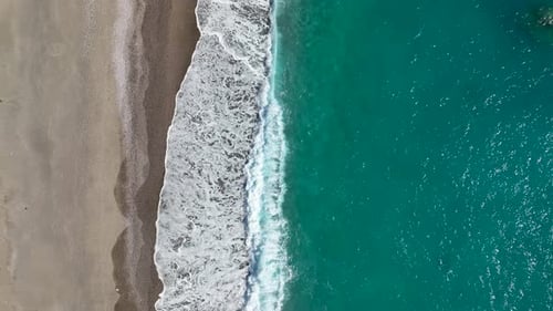 Azure beach on the Mediterranean Sea aerial view 4 K