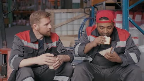Warehouse Workers Taking a Lunch Break