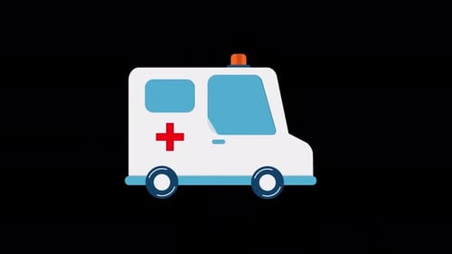 Animated Flat Design Ambulance Vehicle Illustration