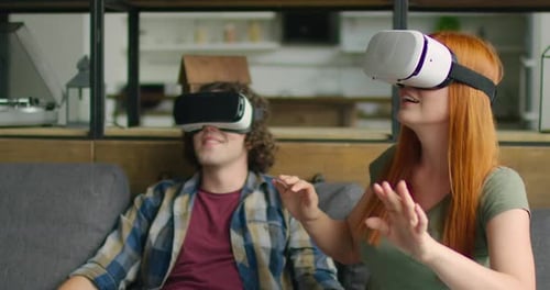 Couple Enjoys Immersive VR Experience at Home