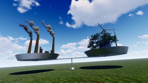 Environmental Balance Between Industrial Pollution and Green Energy