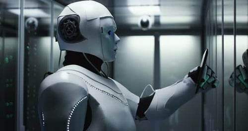 Humanoid Robot Checking Servers in a Data Center