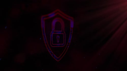 Futuristic Digital Security Shield Lock Animation