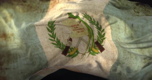 Aged Guatemalan Flag Waving Grunge Animation
